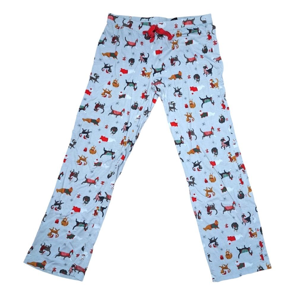 Rachel Zoe Christmas Kitty Pajama Pants Soft Drawstring Small Cotton Womens